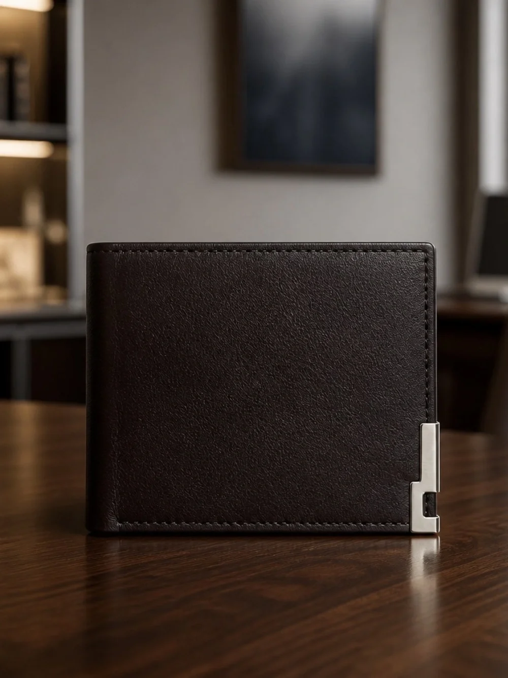 Men’s Dark Brown Premium Leather Bifold RFID Blocking Etched Design Wallet NWT